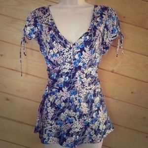 Express Multicolor Satin Floral Blouse